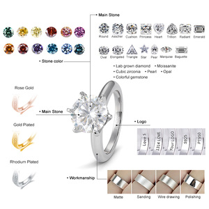 Anillo de Compromiso y Matrimonio de Oro Real de 18K y 14K con Diamante Redondo Cultivado en Laboratorio con Certificado IGI, HPHT CVD, 1CT 2CT 3 Quilates, para Mujer - Product Image 6