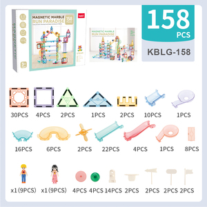 Kids Lage Moq Fabricage 158Pcs Marmeren Run Diy Stuurpen Sterke Magnetische Tegel Connect Tube Bouwstenen Magnetische Marmeren Run speelgoed - Product Image 5
