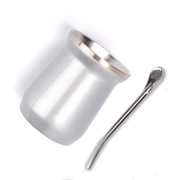 Gobelet à double paroi en acier inoxydable en forme de gourde, sans BPA, sous vide, thermo, yorba, mate, avec paille bombilla