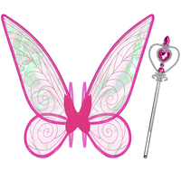 2 paires d'ailes de fée et baguette magique, ailes d'ange, baguette de fée pour femmes adultes, filles, fête, vacances, déguisement