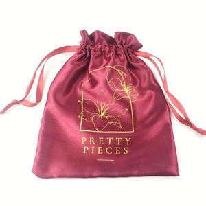 Sacs en satin en gros pour bijoux, perruques et emballages capillaires, sacs cadeaux en soie personnalisables avec logo et cordon de serrage pour mèches de cheveux - Product Image 5