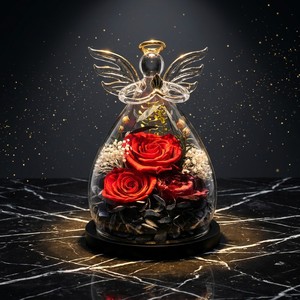 Rosa Eterna di Lusso Silenziosa Sotto Campana di Vetro, Fatta a Mano, con LED, Lunga Durata 3-5 Anni, per Matrimoni e Lauree - Product Image 3