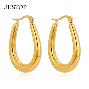 Boucles d'oreilles créoles tendance OEM/ODM en acier inoxydable plaqué, hypoallergéniques, fournisseur de bijoux de mode, boucles d'oreilles créoles dorées - Product Image 3