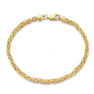 RINNTIN SB122 Pulsera Bizantina Plana Italiana de 2.5mm, Hecha a Mano, Chapada en <span class=keywords><strong>Oro</strong></span> de <span class=keywords><strong>14K</strong></span>, Plata de Ley 925 - Product Image 4