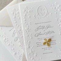 Cartes d'invitation de mariage personnalisées de luxe classiques avec impression en relief sur papier kraft et couché pour des mariages élégants
