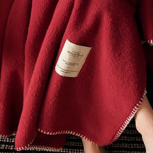 Bionic Wool <b>Blanket</b> 180cm x 200-220cm Solid Color Luxury Fall Bedding Rectangle Claret - Product Image 3