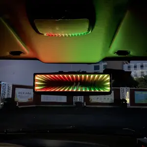 Retrovisor para carro, logotipo personalizado universal abs grande angular antirreflexo interior modificado 3d rgb cor completa led espelho retrovisor