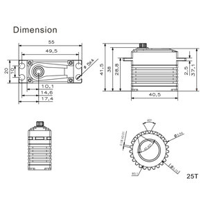 Ventes chaudes KST HS20-7.4-25 UAV 26kg Servo HV sans balais à engrenages métalliques DC6.0V-9.0V TTL avec retour d'information pour robot - Product Image 6