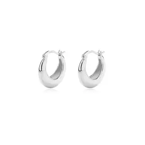 Twisted Hoop Earrings Minimalist European Silver 925 Fashion Jewellery 18K Gold Plated Twisted Circle Wave Hoop Earrings For Women