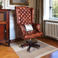 Chaise de direction pivotante de style américain, chaise d'ordinateur, chaise de bureau à domicile, chaise de patron en cuir véritable, chaise de bureau à dossier haut