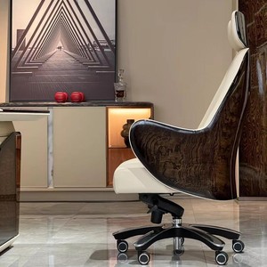 Muebles de oficina de diseño de lujo ligero, mesa de Gerente de alto estándar de madera maciza marrón, escritorios de oficina modulares para CEO - Product Image 6