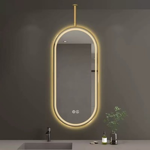<span class=keywords><strong>Miroir</strong></span> ovale intelligent créatif à cadre <span class=keywords><strong>noir</strong></span>, tactile, suspendu, maquillage, lumière infiniment variable, moderne, LED, plafond, suspendu, maison intelligente - Product Image 4