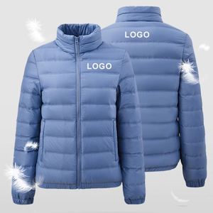 Veste d'hiver légère et chaude à col montant, personnalisée, rembourrée de duvet de canard blanc, imperméable en nylon, pour femme et homme - Product Image 3