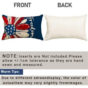RABUSOFA 12X20 Inch Patriotic <b>Pillow</b> Covers for 4th July Freedom <b>Memorial</b> Day Red White Blue Stars Cushion Case Daisy Sunflower - Product Image 5
