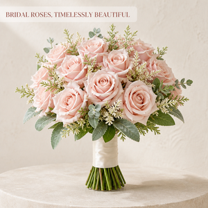 Nuovo Stile Bouquet <span class=keywords><strong>di</strong></span> Rose Artificiali a 7 Teste Annodate a Mano con Bordi Ondulati, <span class=keywords><strong>Fiori</strong></span> Artificiali Intrecciati per Decorazioni Matrimoni e Hotel, Vendita all'Ingrosso - Product Image 1