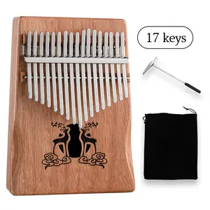 Hluru Musical Instrument Kalimba 17 Keys Wooden Palm Rest Deer Thumb Piano Finger Piano Professional KHDL