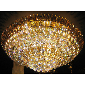 โคมไฟเพดาน LED สไตล์ยุโรปสุดหรู โคมไฟคริสตัลทรงกลม ดีไซน์แฟนซี สำหรับวิลล่า โรงแรม และห้องโถง - Product Image 2