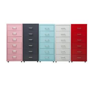 Meuble de rangement mobile à 6 tiroirs pour bureau à domicile, armoire métallique mobile avec roulettes pour salon - Product Image 6