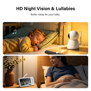 <span class=keywords><strong>Moniteur</strong></span> Bébé HD 5 Pouces avec Vidéo en Temps Réel, Communication Bidirectionnelle, Détection des Pleurs, Vision Nocturne et Fonction Pan-Tilt pour Surveillance de Bébé/Nounou - Product Image 4