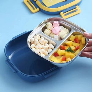 Lonchera Portátil de Acero Inoxidable 304 con Tapa de Plástico y Compartimentos Divididos para Niños Pequeños - Envase de Alimentos Hermético y Libre de BPA - Product Image 4