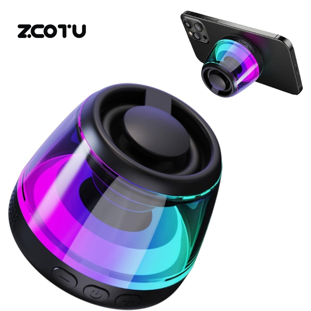 Mini Magnetic Speaker Wireless BT with Colorful LED Light Show, Portable Phone Stand Speaker for Outdoor Party BBQ