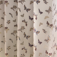 Tissu de rideau jacquard à motif papillon, filtrant la lumière, lavable, mélange polyester-lin, rideau de fenêtre moderne