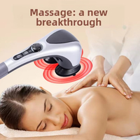Doppelkopf-Handmassagegerät Stufenlos Einstellbare Geschwindigkeit Wärme-Infrarot-Therapie Tragbarer Ganzkörper-Tiefengewebe-Muskelentspanner Kabellos