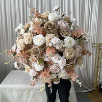 IFG Boule de fleurs en soie moderne, diamètre 60 cm, couleurs café, kaki, rose pâle et gris, pour décoration de centre de table de mariage, en promotion