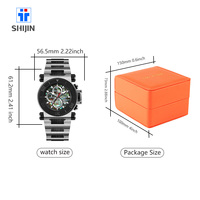 Montre analogique automatique pour homme en acier inoxydable de 56,5 mm, 10 ATM, avec mouvement SEIKO, taille personnalisée