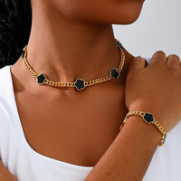 Haut de gamme en alliage plaqué or femmes rétro luxe fleur pendentif collier Bracelet ensemble pour mariages anniversaires fiançailles