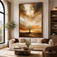 Peinture à l'huile abstraite contemporaine, tons terreux, art mural sur toile, décoration de luxe pour hôtel, villa, salon
