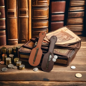 Monedero de Cuero Genuino Estilo Vintage Boshiho para Hombre, Cartera Multiherramienta de Autodefensa, Bolsa con Cremallera para Monedas - Product Image 5