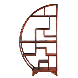 Chinese Classical Red <b>Bamboo</b> Bookshelf Semicircle Full Circle Multifunction Tea Room Living Room <b>Screen</b> Partition - Product Image 5