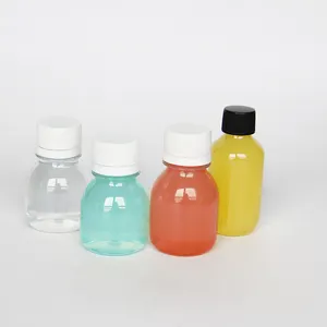 2 أوقية 60cc 60 مللي صغير لطيف واضح تغليف المشروبات زجاجة بلاستيكية ل العصير مع غطاء مقاوم للعبث