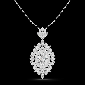 Pendentif en diamant halo ovale en or, luxe, fiançailles, mariage, avec diamants brillants - Product Image 3