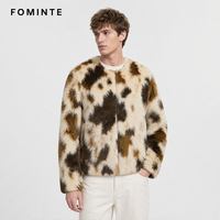 Manteau en fausse fourrure imprimé vache pour femme, chaud et épais, de luxe, style streetwear, en stock, vente en gros