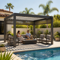 Pergola bioclimatique motorisée en aluminium avec toit rétractable à lames orientables, imperméable, résistante au vent, écologique, durable et autoportante