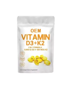 OEM维生素D3软胶囊5000IU配K2 MK7胶囊保健品高钙即储产品