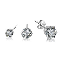 Pendientes de Perlas de Diamante, Flor de Hielo, Corte Brillante Geométrico Redondo, 1 Quilate, Regalo para Mujer, Joyería Hipoalergénica CF063