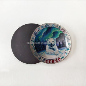 Imán de Metal para Refrigerador con Diseño de Oso Polar y Alce, Estilo Souvenir de <span class=keywords><strong>Murmansk</strong></span>, Impreso en Lámina Metálica - Product Image 1