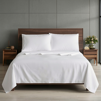 Draps de lit en coton blanc pour hôtel, draps plats king size en gros, doux, écologiques, durables, pour toutes les saisons, pour hôpitaux et hôtels
