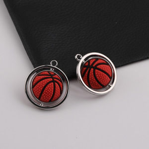 Pendentif rotatif en forme de ballon de football et de basket-ball en alliage de zinc, accessoire de bijoux DIY, breloque unisexe pour la fabrication de colliers - Product Image 3