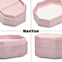 Nouvelle boîte à bagues octogonale de luxe en velours, étui de rangement pour bijoux de fiançailles, étui de présentation de bague de mariage avec logo personnalisé, étui cadeau pour bague en diamant