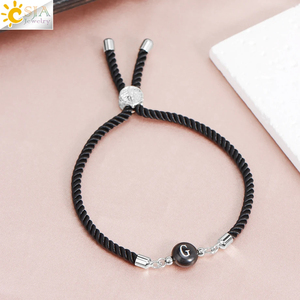 Adjustable Nylon Rope Bangle Natural Stone Crystal Letter a B <strong>C</strong> <strong>D</strong> <strong>E</strong> F G H I J K <strong>L</strong> M <strong>N</strong> <strong>O</strong> P Q <strong>R</strong> <strong>S</strong> <strong>T</strong> U V W X Y Z Bracelets Jewelry - Product Image 4