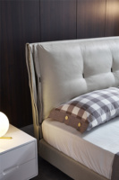 Vente en gros Lit King contemporain pour chambre à coucher en bois massif avec tissu et métal pliable et gonflable
