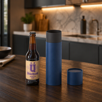 Tube de bouteille de vin en papier écologique personnalisé, emballage en carton kraft recyclable, boîte-cadeau cylindrique pour whisky, jus, spiritueux