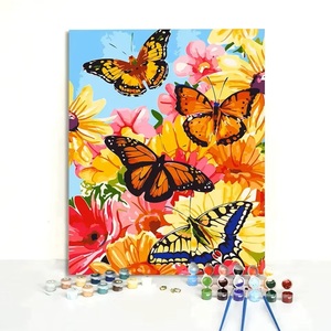 Usine <span class=keywords><strong>de</strong></span> Vente <span class=keywords><strong>en</strong></span> Gros DIY Décoration Intérieure Style Classique Toile Peinture Numéros Coloré Acrylique Papillon Portrait Huile Moyen Carré - Product Image 5
