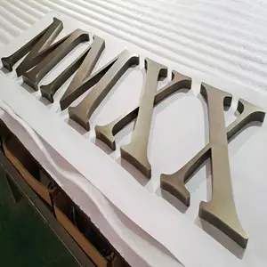 Матовые винтажные металлические неосвещенные надписи, латунные буквы, буквы для рекламы на заказ