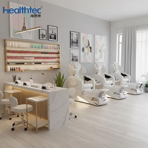 Muebles de salón de uñas de belleza Silla de spa de pie de trono de reina de lujo Silla de pedicura blanca con bomba de drenaje - Product Image 2