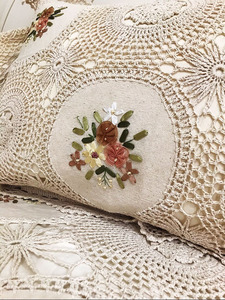 Thiết Kế Tay Crochet <span class=keywords><strong>Ribbon</strong></span> Thêu Cưới Vua Kích Thước 3-Mảnh Bộ Đồ Giường <span class=keywords><strong>Set</strong></span> Với <span class=keywords><strong>Ribbon</strong></span> Thêu Khăn Ga Giường - Product Image 5